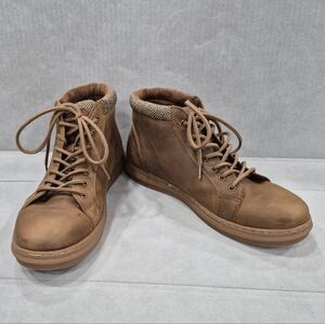 Arkbird Oxfords ankle boots men's 11.5 brown nubuck leather herringbone detail